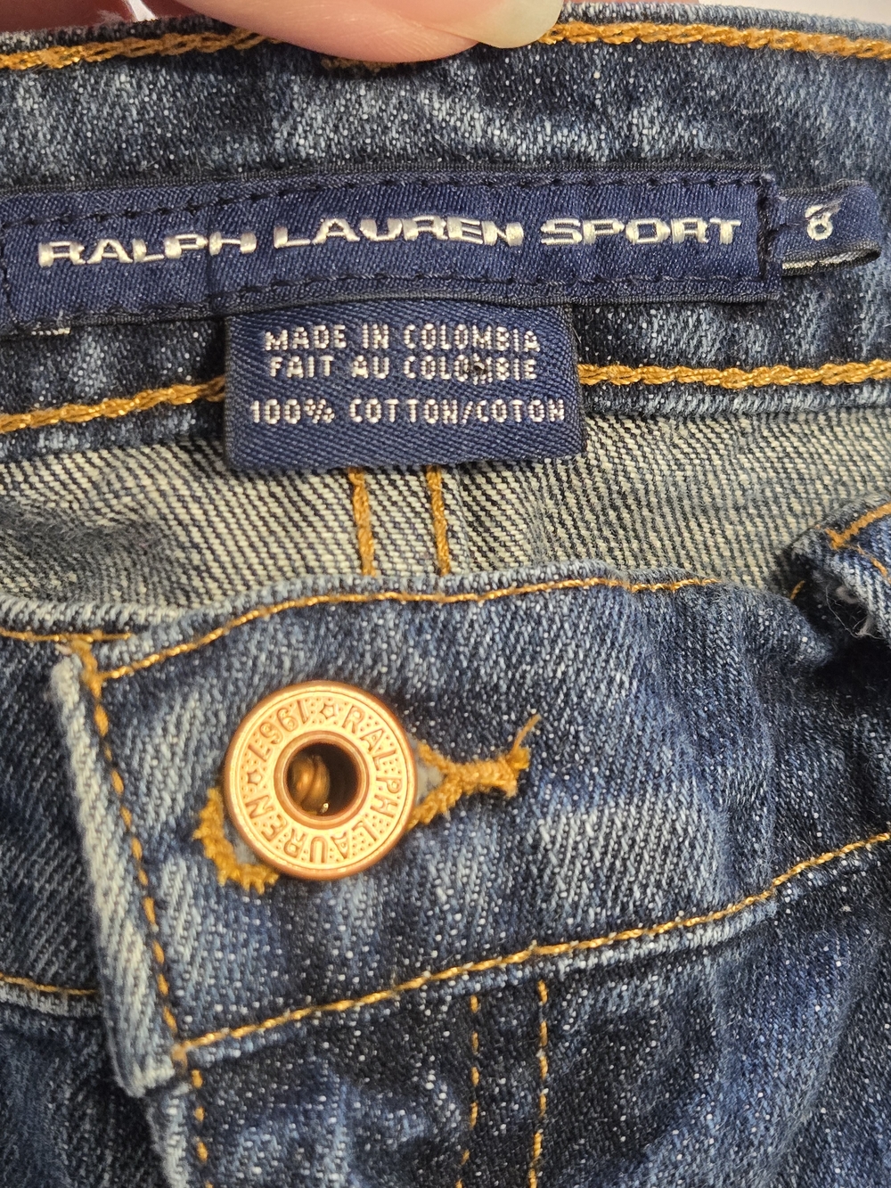 Ralph Lauren Sport Denim Shorts Womens 8 Blue Jean Shorts Pony Logo Y2K - Picture 3 of 5